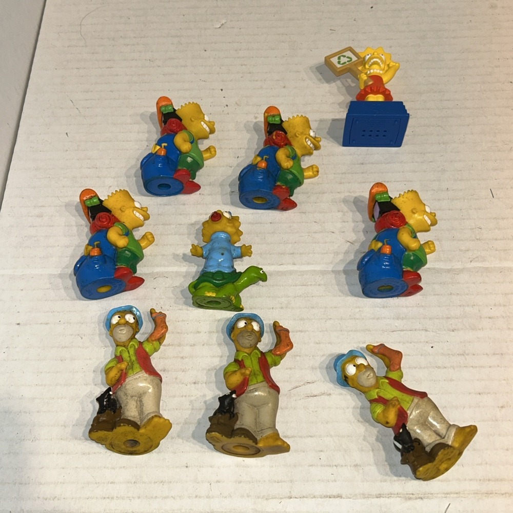 Vintage 1990 Simpsons Camping, Homer, Bart, Maggie Burger King Kids Club Lot C4